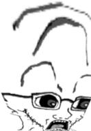 arm ear facial_hair glasses open_mouth scared shocked soyjak stretched stubble subvariant:doctos teeth text tongue variant:soyak // 266x385 // 58.6KB