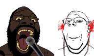 beard black_skin blood death_grips ear earbleed earbuds glasses headphones looking_at_you mc_ride messy_hair meta:tagme microphone music nigger occult open_mouth shirtless smile soyjak stubble subvariant:wholesome_soyjak tattoo teeth tongue variant:gapejak variant:goopjak white_background yellow_sclera yellow_teeth // 1200x713 // 212.0KB