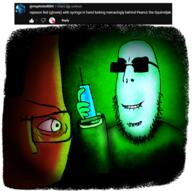 arm art biting_lip bloodshot_eyes central_intelligence_agency clothes drawfag drawing drawn_background evil glasses glowie glowing green_skin hand peanut_the_squirrel poison rape request scared smile squirrel stubble subvariant:feralsquirrel subvariant:hornyson suit sunglasses syringe variant:cobson variant:feraljak youtube // 949x943 // 798.9KB