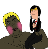 2soyjaks black_hair black_skin blond blush character:femcobble closed_mouth clothes cobblestone cobblestone_(user) female glasses hair holding_object lips meta:namefags minecraft muscles muscular_male necktie soyjak soyjak_wiki subvariant:gapejak_female subvariant:hunky_twink_sex_machine suit variant:alicia variant:gapejak white_background wiki wink yellow_glasses // 1020x1050 // 163.5KB