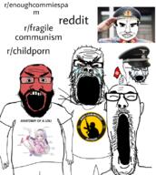 5soyjaks angry balding beard bloodshot_eyes child_sexual_abuse_material closed_eyes clothes communism crying ear flag glasses hair hand hat holding_object loli mucus mustache nazism open_mouth r_childporn r_enoughcommiespam r_fragilecommunism red_face reddit reddit_moment smile soyjak stubble subvariant:science_lover swastika tshirt variant:a24_slowburn_soyjak variant:chudjak variant:cryboy_soyjak variant:james_youniverse variant:markiplier_soyjak // 720x805 // 435.6KB
