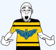 animal arm bat brecknockshire british clothes ear flag flag:brecknockshire glasses hair hand open_mouth pointing soyjak stubble teeth tshirt united_kingdom variant:shirtjak wales // 1236x1118 // 89.3KB