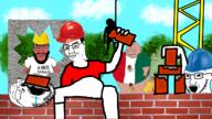 angry brick closed_mouth cloud concrete_mixer construction construction_worker crane fart flag:mexico full_body glasses open_mouth sledgehammer sleeping stubble subvariant:science_lover tree variant:chudjak variant:gapejak variant:markiplier_soyjak variant:meximutt variant:soyak wall // 1280x720 // 1.1MB