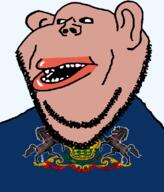 amerimutt animal black_sclera brown_skin clothes ear flag flag:pennsylvania hair horse lips mutt open_mouth pennsylvania soyjak state stubble subvariant:impish_amerimutt text transparent_background united_states variant:impish_soyak_ears // 685x800 // 137.3KB