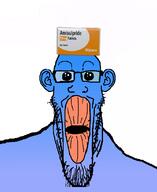 blue blue_skin calm candy clothes ear flavorjak glasses hat meds oh_my_god_she_is_so_attractive open_mouth purple purple_skin schizo soyjak stretched_mouth stubble subvariant:longplier variant:markiplier_soyjak // 900x1100 // 76.8KB