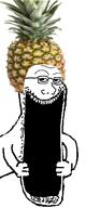 arm clothes food foodjak fruit glasses hand hat looking_up open_mouth pineapple pinejak soyjak stretched_mouth stubble subvariant:sprokejak variant:soyak // 192x460 // 57.1KB