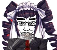 anime arm cecefem celestia_ludenberg chud closed_mouth clothes danganronpa:_trigger_happy_havoc danganronpa_(series) ear female hair hand laughing necktie painted_nails smile subvariant:chudjak_front suit variant:chudjak video_game visual_novel // 792x702 // 654.3KB