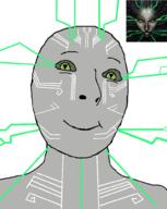 female gray_skin green_eyes robot shodan smile subvariant:female_cobson system_shock // 793x994 // 190.8KB