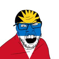 angry antigua_and_barbuda country flag glasses jacksepticeye looking_at_you mustache open_mouth soyjak stubble teeth variant:feraljak youtube // 1500x1500 // 33.5KB
