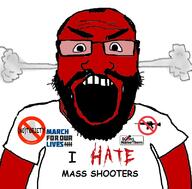 angry beard clothes cross don't_name_them glasses gun gun_control i_hate march_for_our_lives mass_shooter murder no_notoriety red_face red_skin school_shooter subvariant:science_lover tshirt variant:markiplier_soyjak // 800x789 // 146.0KB