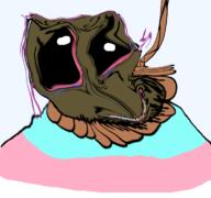 bloodshot_eyes brown_troonjak crying open_mouth rope soyjak suicide tongue transparent_background trend:slopjak variant:bernd // 768x719 // 263.5KB