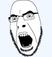 angry full_head glasses open_mouth soyjak stubble template variant:cobson // 721x789 // 19.1KB