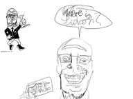 artist:the_croat black_and_white croat glasses hair looking_to_the_you postal postal_dude sunglasses variant:sidjak // 959x720 // 98.6KB