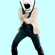 angry animated bbc blue_background clothes dance gangnam_style glasses open_mouth push_pin queen_of_spades soyjak stubble subvariant:spadeson tattoo text variant:cobson // 300x460 // 260.4KB