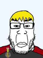 award closed_mouth glasses nate soyjak stubble subvariant:chudplier variant:chudjak variant:markiplier_soyjak yellow_hair // 600x800 // 45.2KB