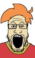 clothes glasses hair ls_mark open_mouth orange_hair pun soyjak stubble variant:markiplier_soyjak youtube youtuber // 600x1000 // 20.8KB