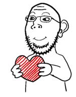 arm closed_mouth ear glasses hand heart holding_heart holding_object redraw smile soyjak stubble subvariant:wholesome_soyjak variant:gapejak // 392x499 // 18.6KB