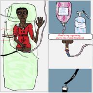 anorexia bed black_panther_(marvel) black_skin bwc closed_mouth clothes crystal crystals1986 deviantart dying gem glasses hair hospital intravenous_drip nasal_cannula redraw sick soyjak swastika tbp text tiny_penis twp variant:chudjak // 908x902 // 80.9KB