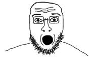 beard eyebrows glasses nose. open_mouth soyjak variant:unknown white_background wrinkles // 534x356 // 68.6KB