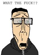 alfietheboorufag_(user) black_hood black_jacket clean_shaven glasses green_eyes hair hoodie meta:op_took_a_selfie_of_xerself no_stubble open_mouth reaction scared shaved shocked subvariant:euromutt variant:markiplier_soyjak what_the_fuck white_skin // 490x685 // 18.4KB