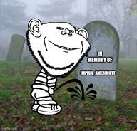 anti_mutt ass calvin_and_hobbes clothes ear full_body grass gravestone graveyard irl irl_background piss shoe smile soyjak stubble subvariant:impish_amerimutt tree variant:impish_soyak_ears // 510x489 // 70.7KB