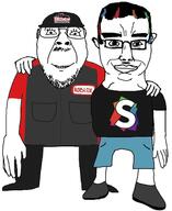 arm beard black_shirt chud_troon_alliance closed_mouth clothes friendship full_body glasses meta:tagme red_shirt roblox smile synapse_x variant:bernd variant:chudjak // 1313x1606 // 740.3KB