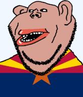 amerimutt arizona black_sclera brown_skin clothes ear flag flag:arizona hair lips mutt open_mouth soyjak star_(symbol) state stubble subvariant:impish_amerimutt transparent_background united_states variant:impish_soyak_ears // 685x800 // 37.3KB