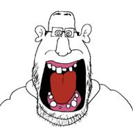 british ear father glasses nas open_mouth shrek soyjak stubble teeth variant:shrekjak // 1080x1049 // 171.8KB