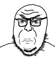 closed_mouth glasses lips makeup soyjak stubble variant:volcanojak // 677x724 // 27.3KB