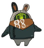 88 bangboo ear full_body glasses open_mouth rabbit robot stubble thrembo variant:a24_slowburn_soyjak zenless_zone_zero // 960x1050 // 27.3KB