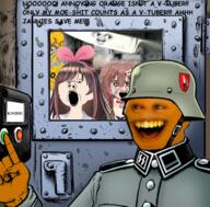 angry anime annoying_orange crying glasses janny knife nazism open_mouth smile variant:gapejak variant:soyak vtuber // 603x595 // 649.4KB