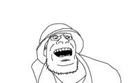 clothes ear glasses helmet open_mouth painis_cupcake soldier_(tf2) soyjak stubble team_fortress_2 valve variant:unknown // 630x395 // 9.1KB
