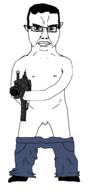 arm clothes firearm glasses gun hand holding_gun holding_object holding_rifle leg rifle tiny_penis variant:chudjak weapon // 956x1900 // 34.5KB