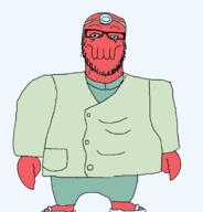 arm blue_sclera cartoon claws closed_mouth clothes doctor dr_soyberg dr_zoidberg full_body futurama glasses labcoat leg meta:tagme pocket pun sandal smile soyjak stubble variant:a24_slowburn_soyjak // 1454x1520 // 141.8KB