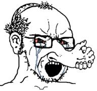 bloodshot_eyes clothes crying ear glasses hand happy_merchant hat judaism kippah open_mouth rubbing soyjak stubble variant:soyak // 750x705 // 12.8KB