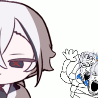 animated anime arlecchino blood blood_spray bouncing clothes death female genshin_impact glasses gore hair hand hands_up murder mutilation neuvillette open_mouth scythe stubble teeth variant:markiplier_soyjak weapon // 888x660 // 685.1KB