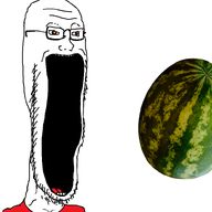 animated clothes eating glasses open_mouth smile soyjak stretched_mouth stubble subvariant:soyak_soymilk variant:soyak watermelon // 805x851 // 957.2KB