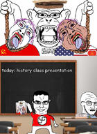 5soyjaks ack afghanistan amerimutt anti_mutt bloodshot_eyes closed_mouth clothes comic_sans communism crying ear eyelashes fangs fat glasses hair hammer_and_sickle hanging holding_object islam mcdonalds monkey mustache nazism necktie open_mouth pedophile purple_hair rope scared smile smug soviet_union soyjak stubble subvariant:chudjak_front subvariant:soyak_(concerned) swastika text tongue united_states variant:bernd variant:chudjak variant:monkeyjak variant:soyak yellow_teeth // 616x842 // 122.2KB