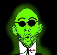 central_intelligence_agency clothes ear glasses glowing mortadelo open_mouth round_glasses soyjak stubble text trend:glowie variant:nojak // 1080x1053 // 191.0KB