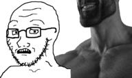 gigachad glasses half_open_mouth nas:gigachad scared soyjak stubble subvariant:soyak_(concerned) variant:soyak // 1305x777 // 406.4KB