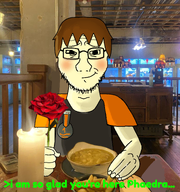 arm blush brown_hair brown_hand cute dan date dinner forehead_lines glasses greentext grey_shirt hand holding_hand irl irl_background nails neck orange_shirt phaedra romantic rose self_ship smirk soup spaghetti speech stubble text variant:soyak white_skin yumeshipper // 3407x3625 // 9.0MB
