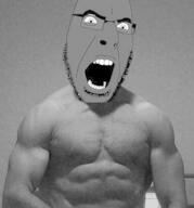 angry buff glasses grey_skin irl open_mouth soyjak stubble variant:cobson // 383x410 // 19.5KB