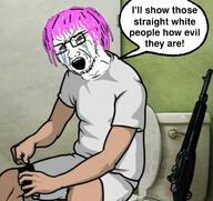 bullet clothes full_metal_jacket gun loading m14 rifle shorts toilet tranny variant:soyak white_shirt // 1200x1132 // 158.4KB