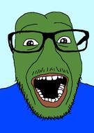 animal frog glasses mustache no_nose open_mouth pepe soyjak stubble variant:punkjak // 918x1306 // 33.2KB