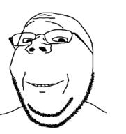 glasses smile soyjak stubble subvariant:wholesome_soyjak variant:gapejak // 686x726 // 13.5KB
