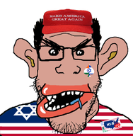 amerimutt angry balding brown_skin clothes donald_trump drool ear earwax flag:india flag:israel glasses h1b_visa hair india israel maga open_mouth queen_of_spades soyjak spade star_of_david stubble variant:markiplier_soyjak // 1345x1374 // 861.2KB