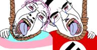 bloodshot_eyes flag:nazi_germany flag:transgender_pride_flag glasses hand hanging no_more_brother_wars noose stubble teeth tongue tongue_out variant:bernd variant:chudjak // 1100x566 // 409.9KB