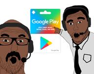 2soyjaks arm brown_skin clothes glasses google google_play goolagle hand headphones india indian mustache necktie open_mouth pointing soyjak stubble suit variant:two_pointing_soyjaks // 1012x800 // 222.9KB