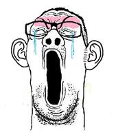 closed_eyes clothes crying ear ear_surgery glasses mustache open_mouth soyjak stubble variant:reaction_soyjak // 555x631 // 203.9KB