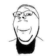 beard closed_mouth clothes glasses hat mustache smile soyjak stubble subvariant:wholesome_soyjak variant:gapejak // 873x873 // 65.3KB
